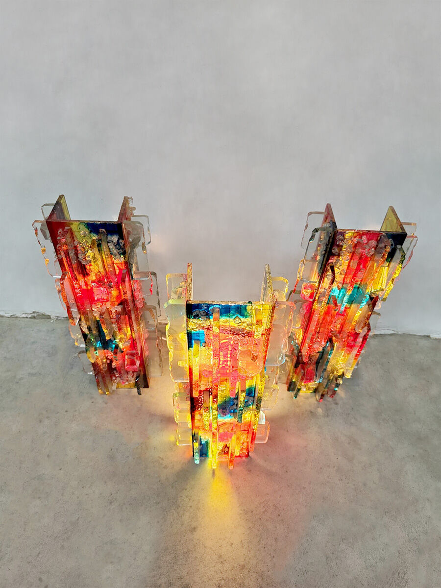 Set of 3 vintage wall lights 'Chartres' Willem Van Oyen Raak