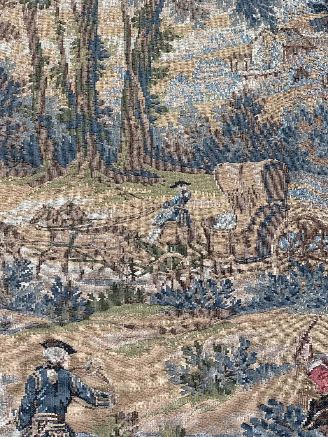 Vintage Aubusson jacquard tapestry "Hunting Scene"