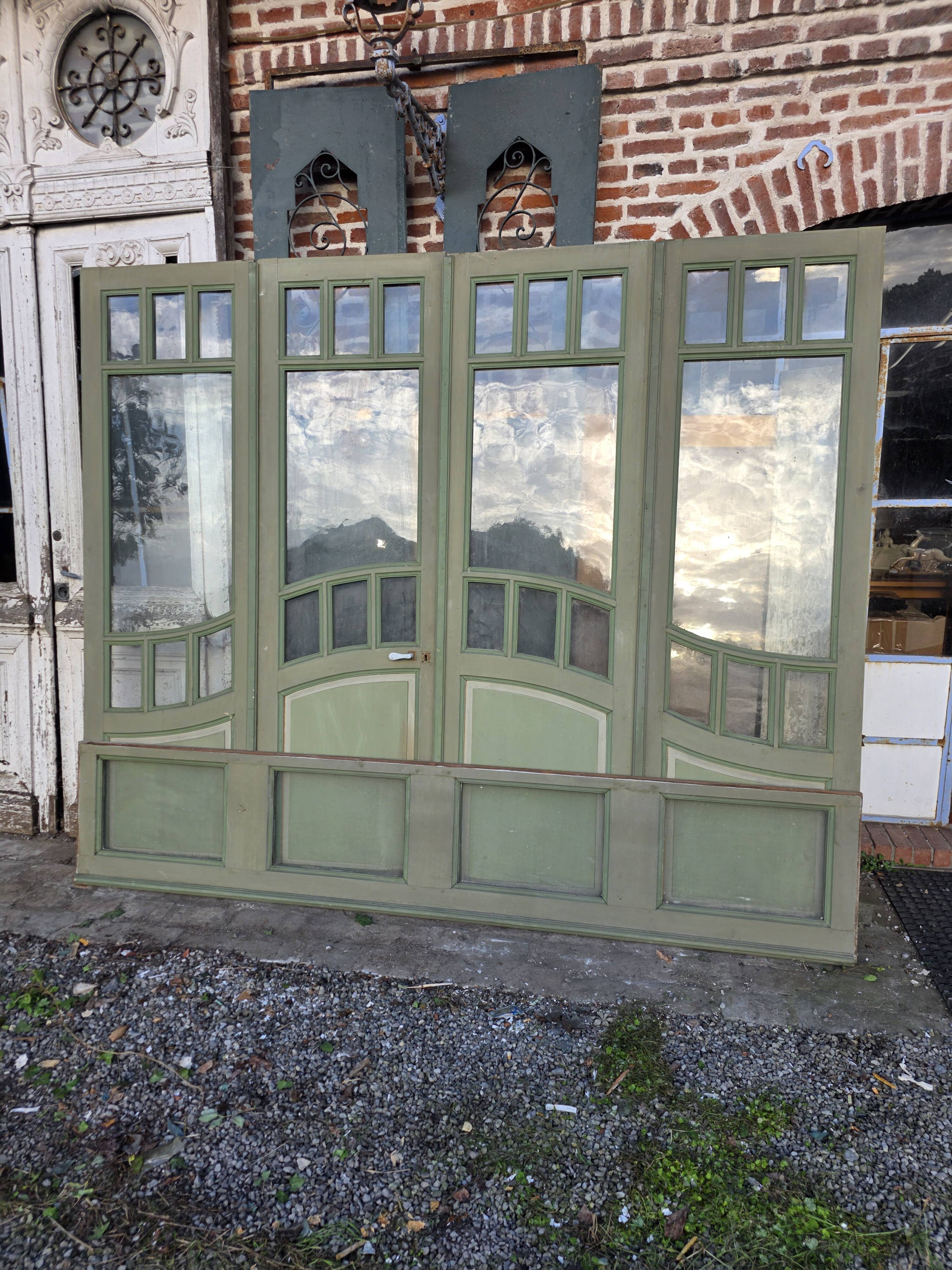 4 Art Nouveau partition doors + transom