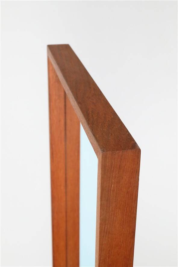 Minimalist teak wall mirror / Mid-century Danish modern design / 1960s / 1970s