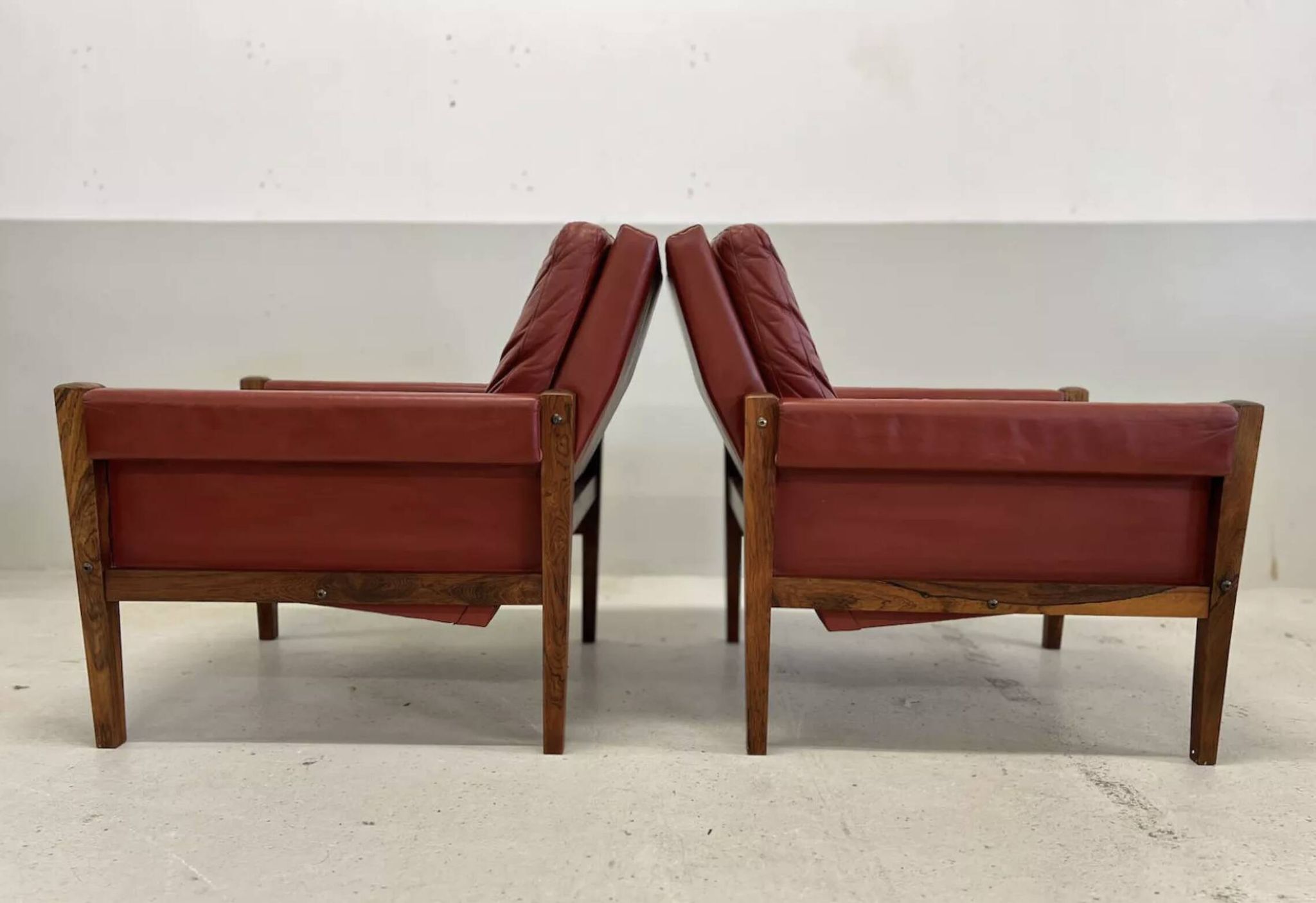 Vintage Danish Lounge Chairs In Rosewood And Leather. 1960s
