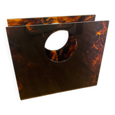 Vintage 70's lucite plexi tortoiseshell magazine rack
