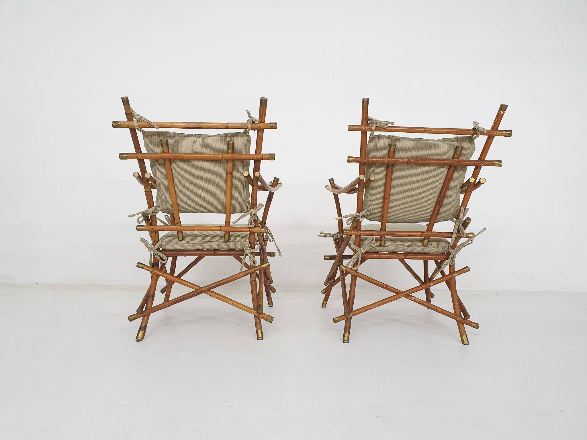 2 fauteuils en bambou, Italie, années 1960