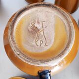Théière ocre marron Poët Laval 8T  7 verres à  à orangeade ou mazagrans