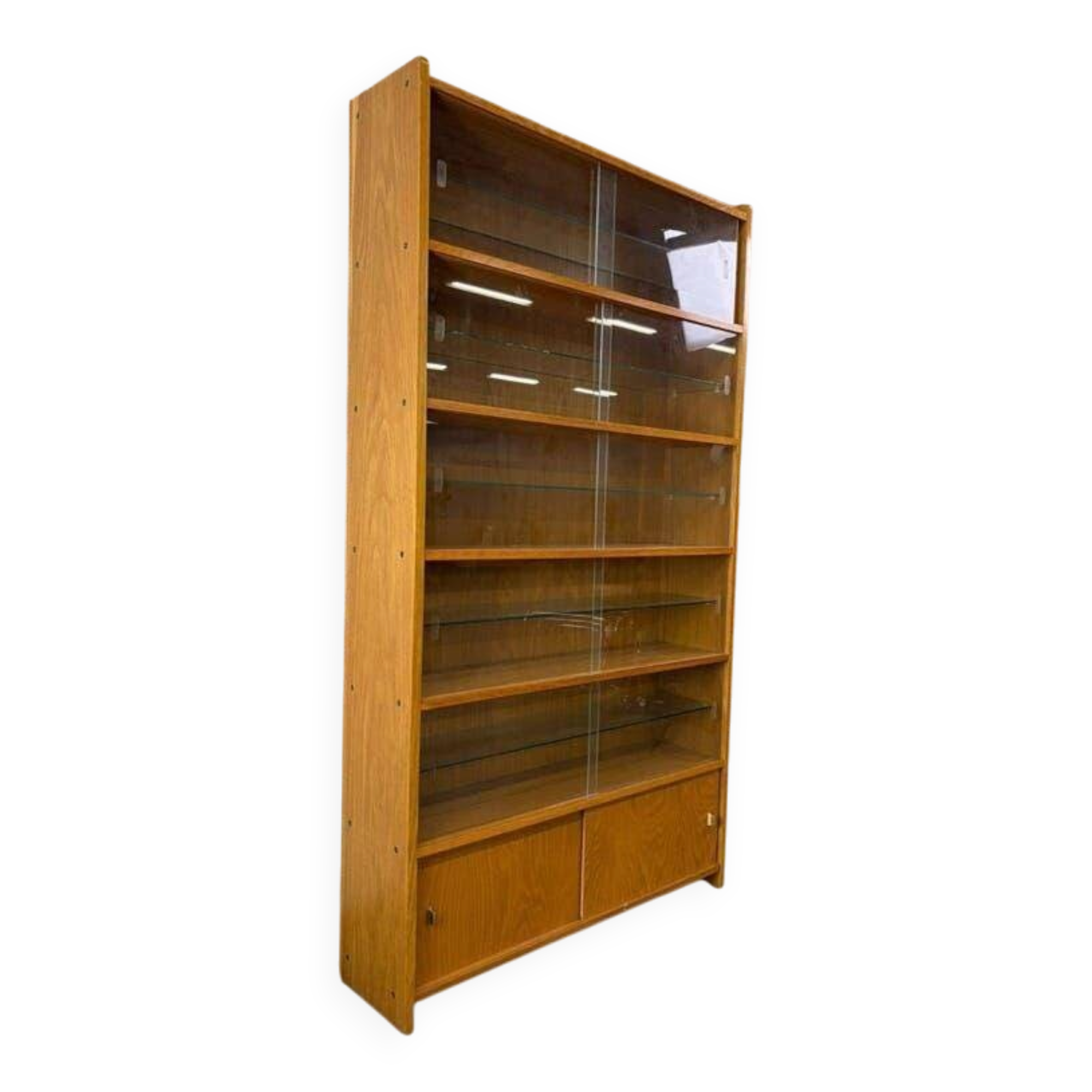 Étagère/vitrine/meuble de collection vintage en bois peu profond