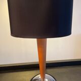 Scandinavian wood and metal lamp chrom from the 70s-80s