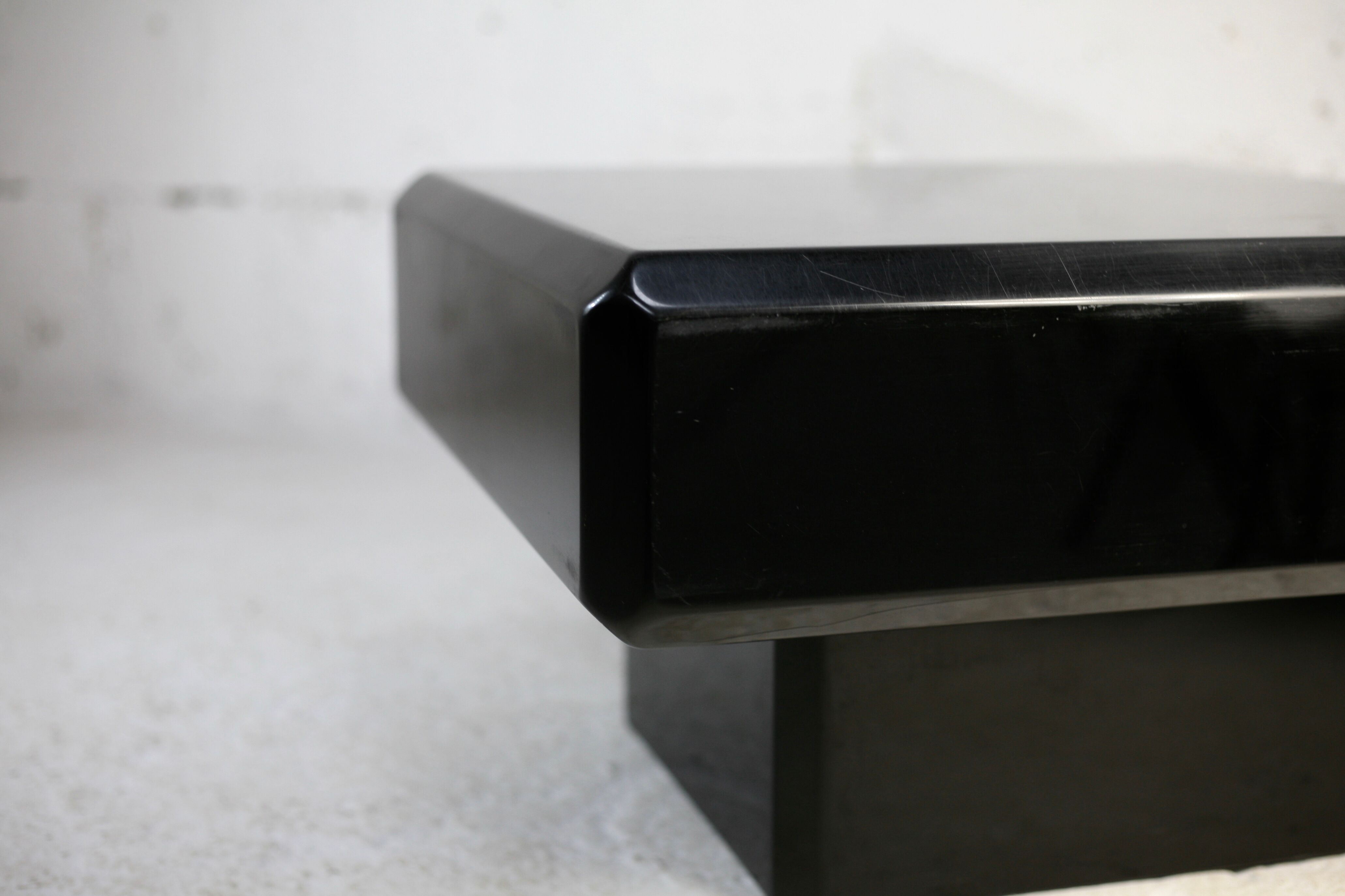 Black lacquered wood coffee table, France, circa 1970