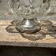 Vintage crystal and moulded glass fruit bowl, metal base.