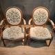 Pair of Louis XV style medallion armchairs.