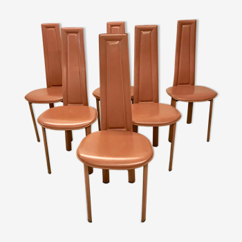 Series of 6 leather chairs