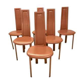 Series of 6 leather chairs