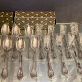 12 large spoons 12 forks silver metal Christofle Marly in blister