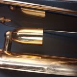 Triple vintage wall lights in brass and beveled glass to be electrified E14