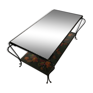 Table basse en fer forgé - plateau verre