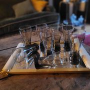 Set of 8 long drink glasses in smoked glass from the 70s – 25 cl
