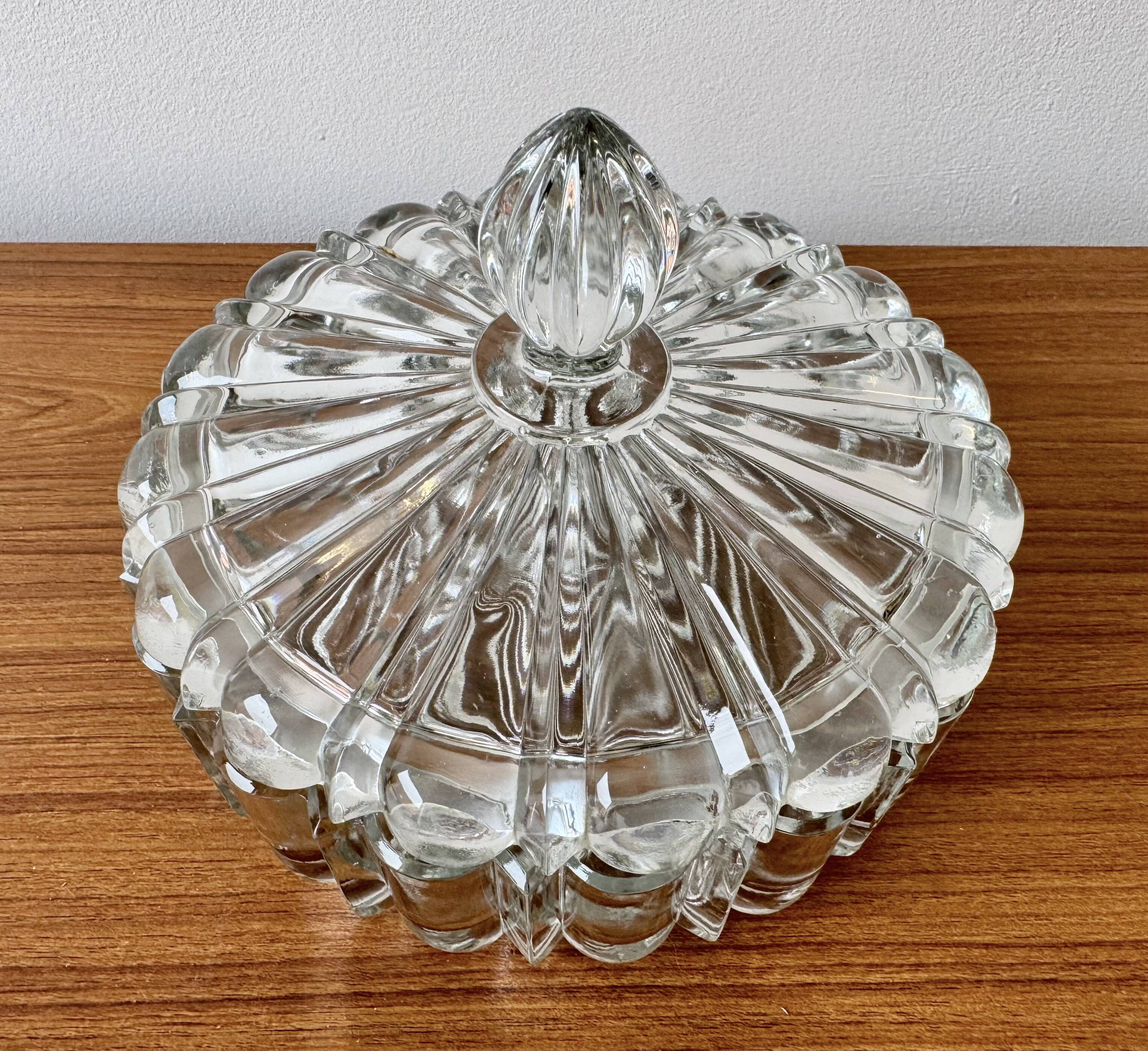 Vintage Glass Trinket Bowl with Lid
