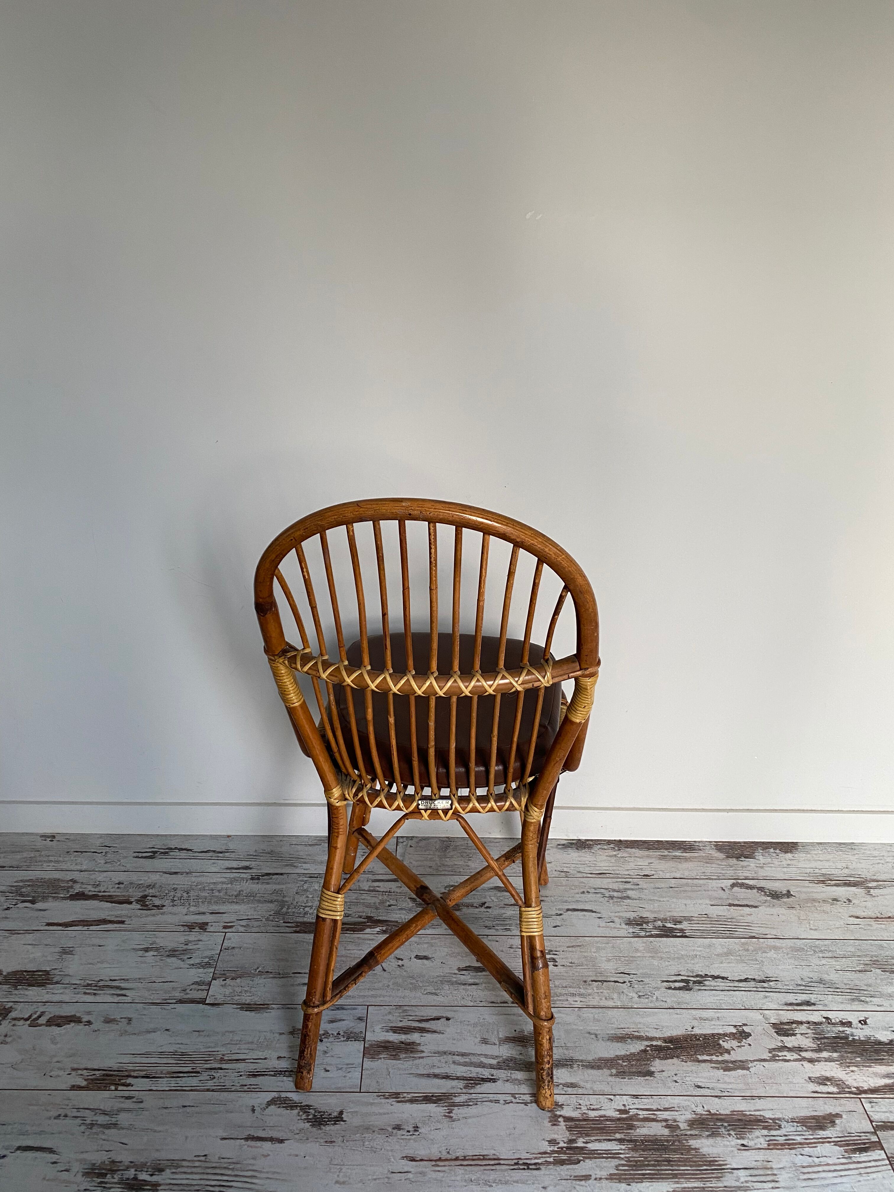 Bamboo and rattan chairs circa 60/70 from maison drucker