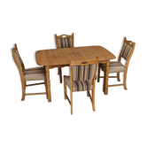 Ensemble de table et quatre chaises en chêne et laine danois