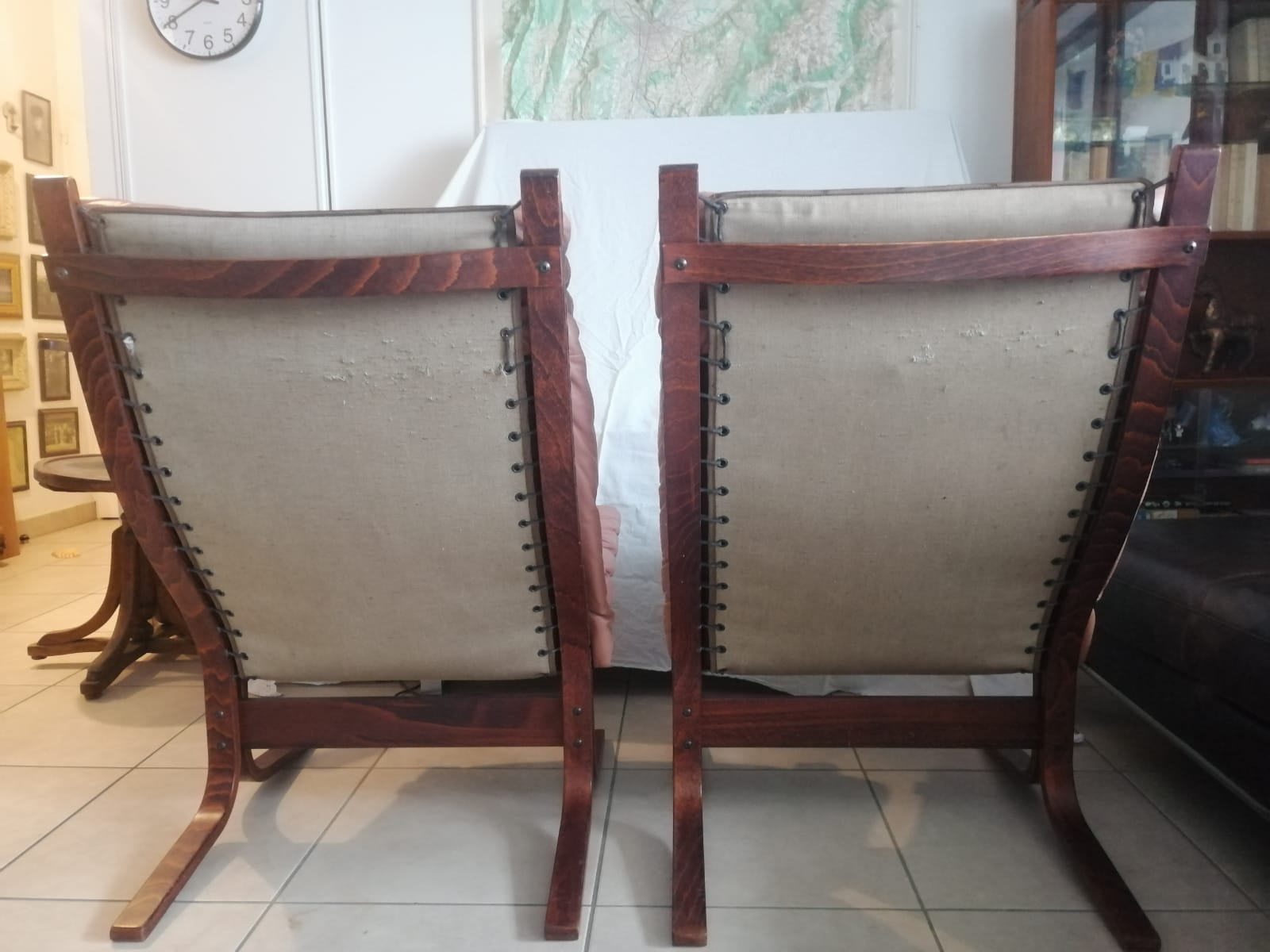 Pair of Scandinavian armchairs and ottoman Ingmar Relling Westnofa 1962
