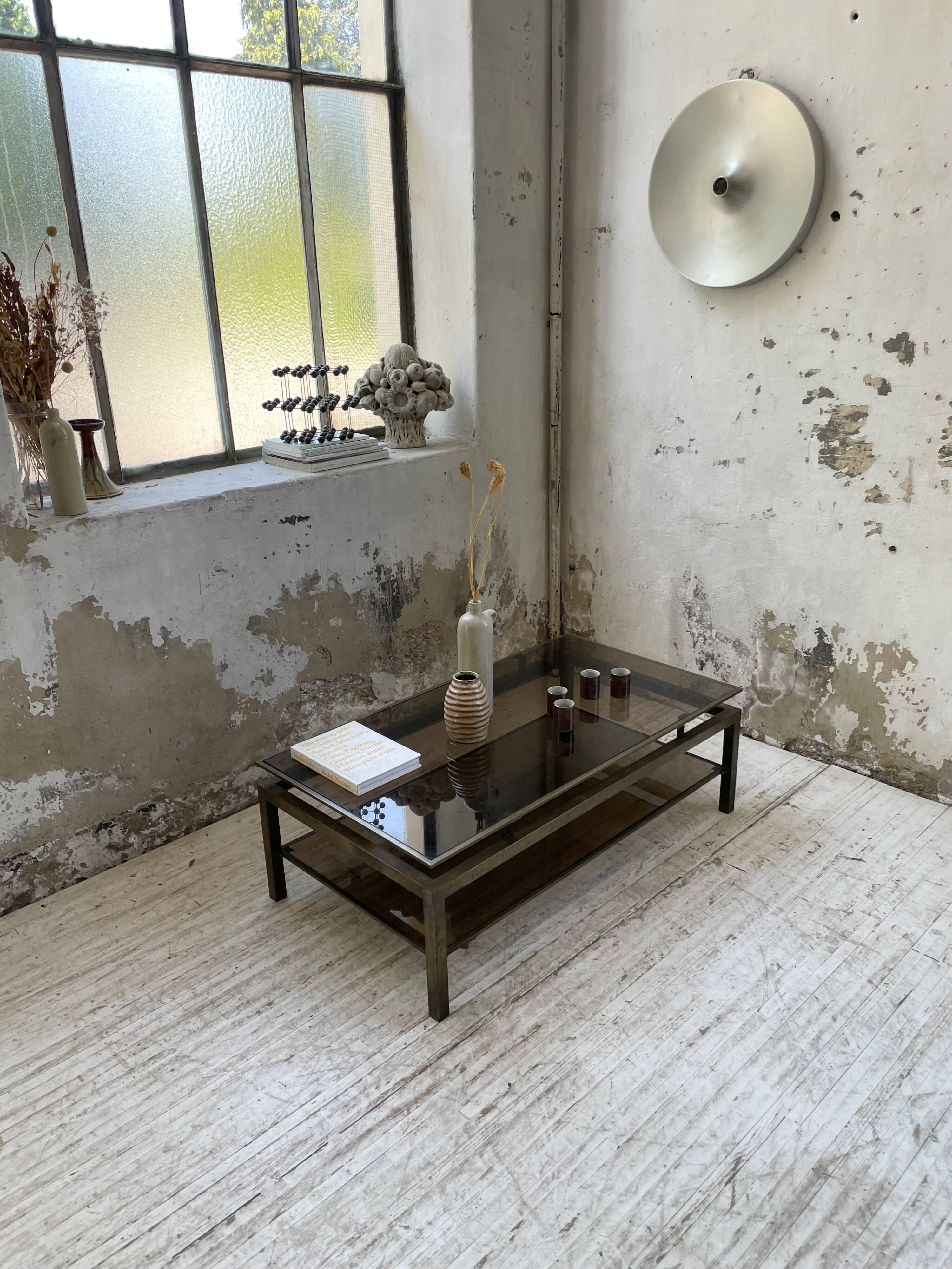 Brass coffee table attributed to Guy Lefevre for Maison Jansen