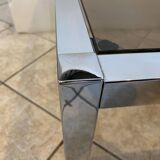 Square coffee table with smoked glass top and chrome base an70