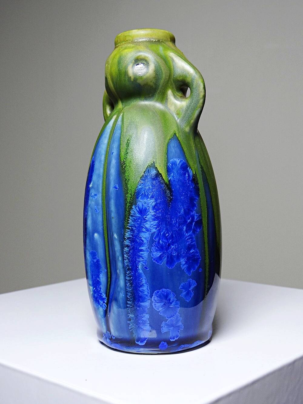Petit vase grès émaillé ancien 1900-1910 attribué à Méténier émaux cristallins