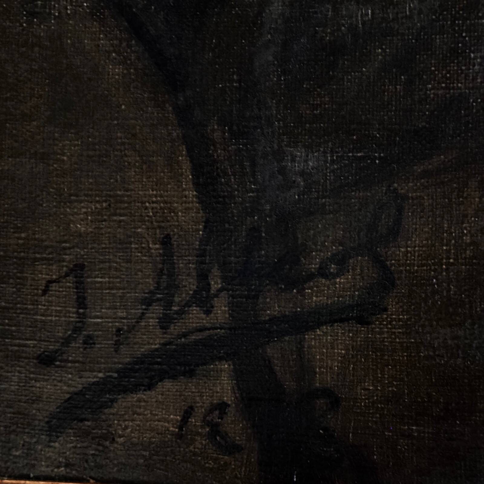 Oil on canvas portrait 19th century 1888 man with mustache by J. Abrol