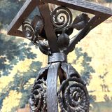 Degué - art deco period molded glass and wrought iron chandelier