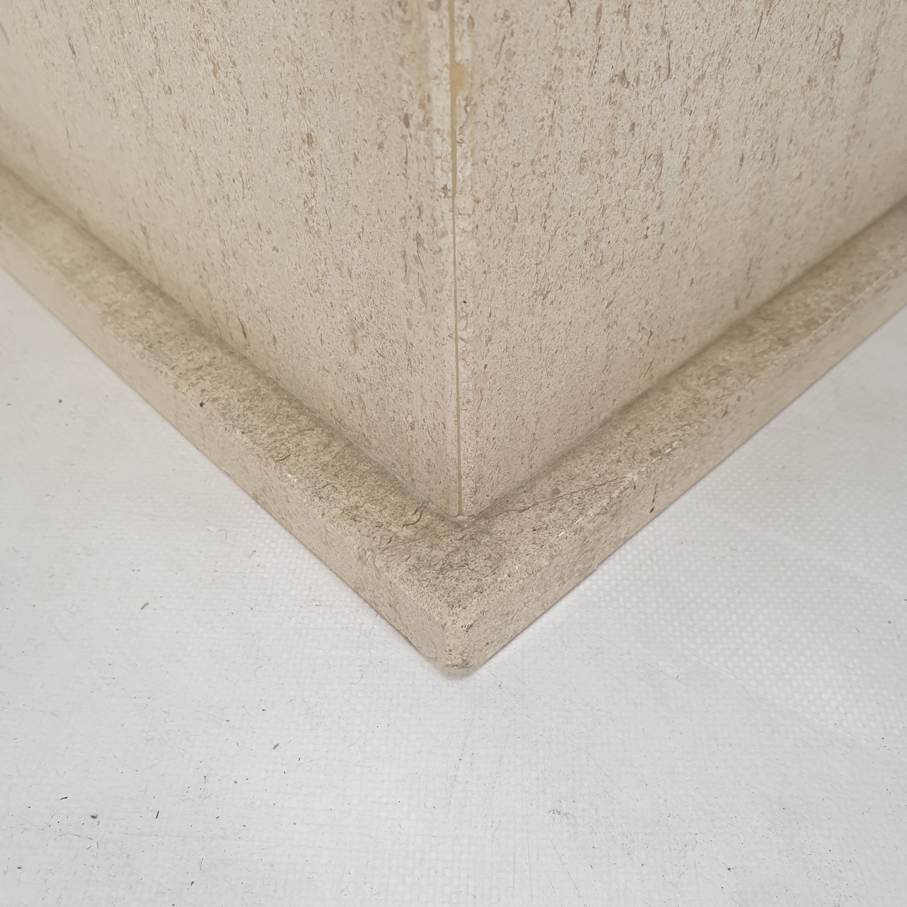 Italian Travertine Side Table or Pedestal, 1980s