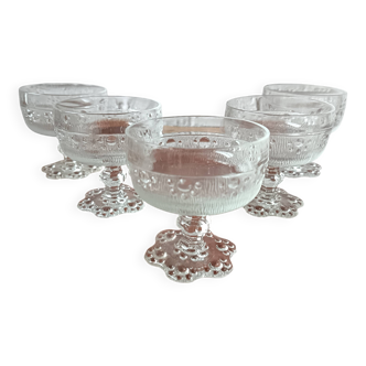 5 vintage footed cups for ice cream cocktails