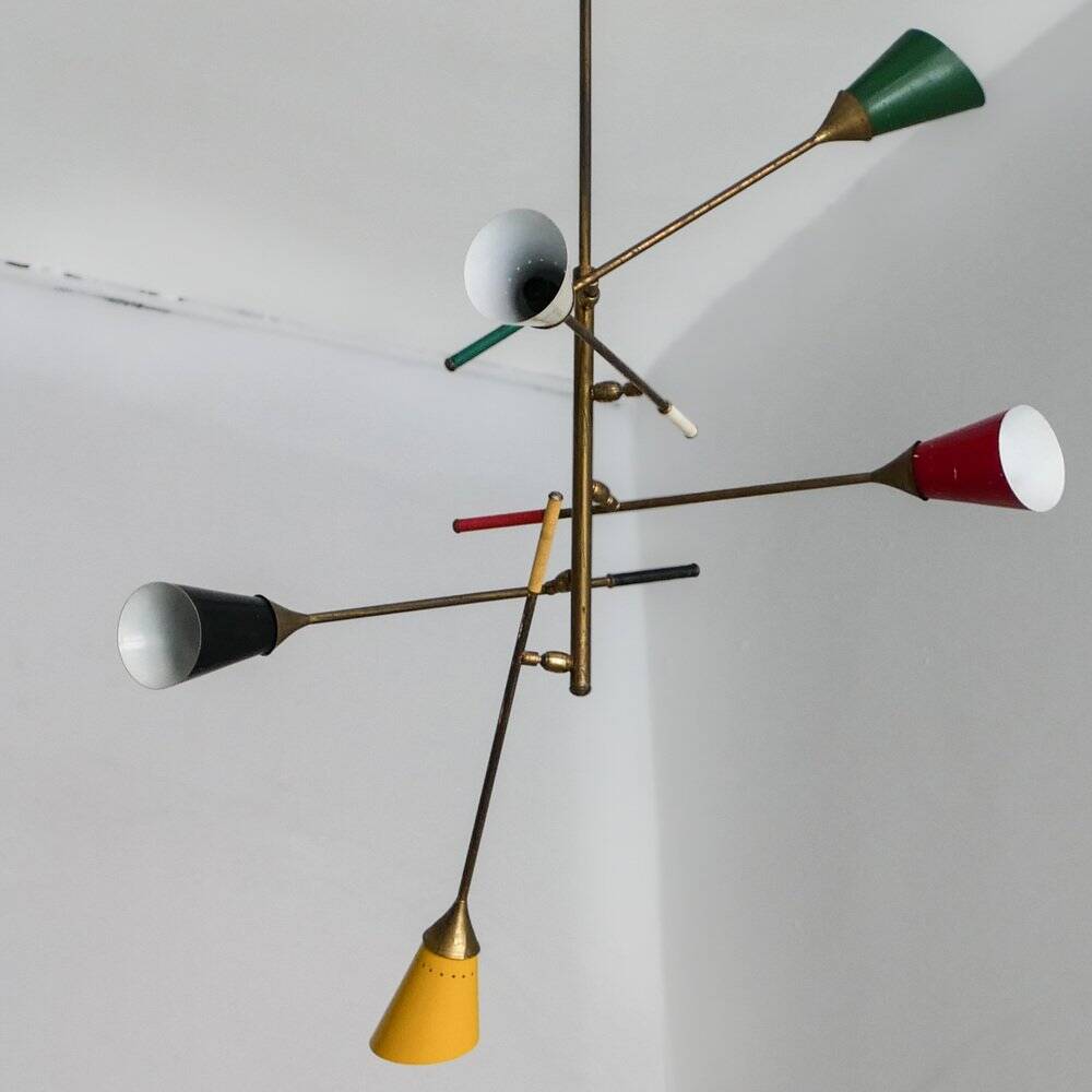 Sputnik chandelier in the Stilnovo style, 1950s.