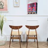 Set of two yellow reupholstered chairs