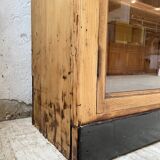 Enfilade de métier en chêne avec portes vitrées