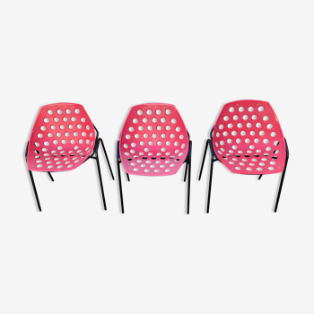 Lot de 3 chaises modèle deauville design par Pierre Guariche