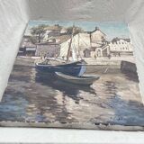 Signed painting Oil on canvas “Ville Honfleur, Normandy” dimensions: height -50cm- Width -40cm-