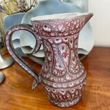 Pitcher Jean Austruy ceramic Vallauris burgundy