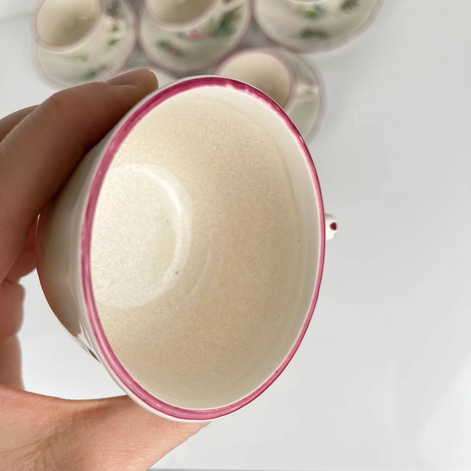 Set of 6 coffee cups with saucers model Réverbère by KG Lunéville.