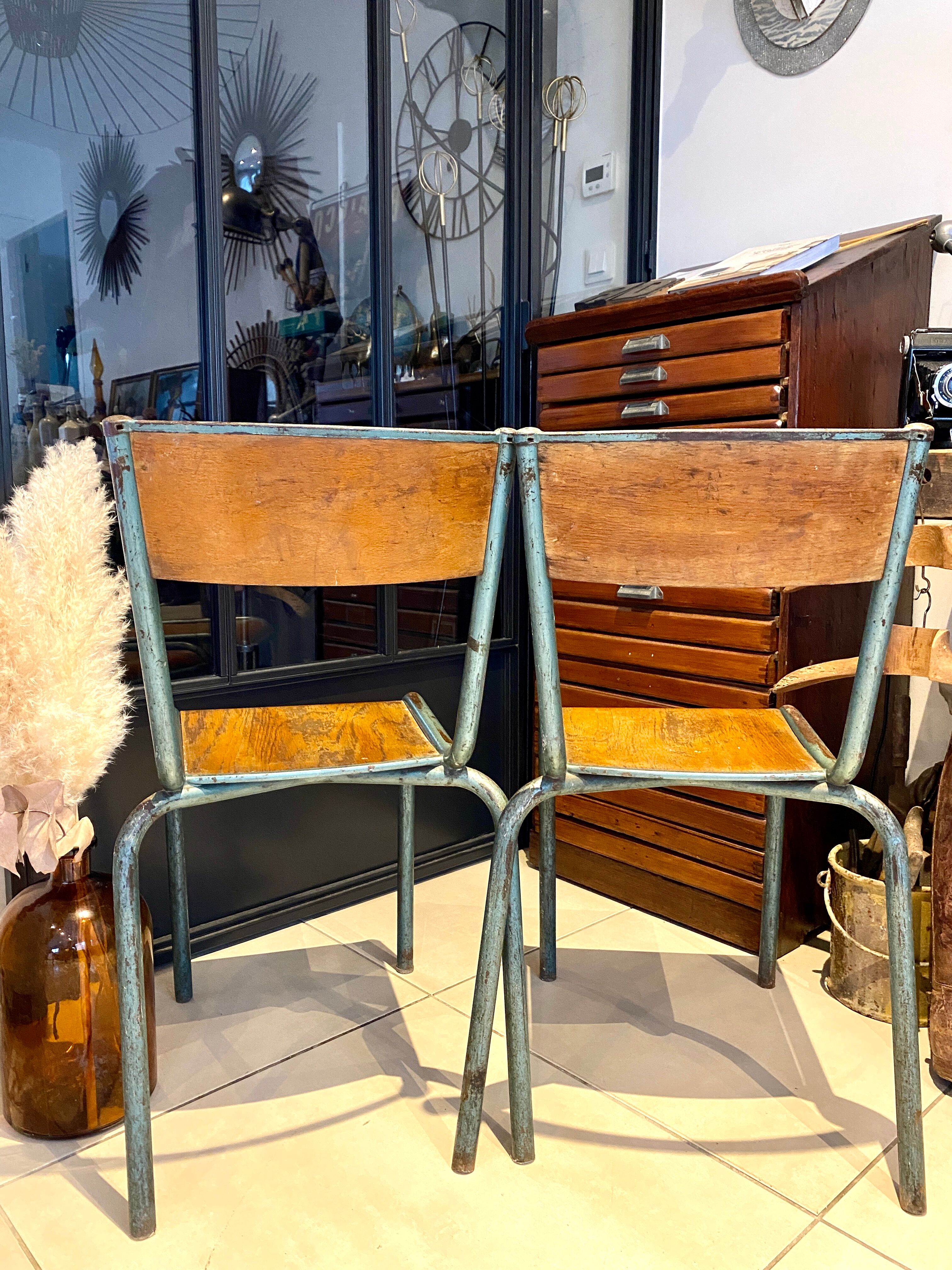 Pair of vintage school chairs