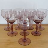 Lot 8 tinted blown glass wine glasses