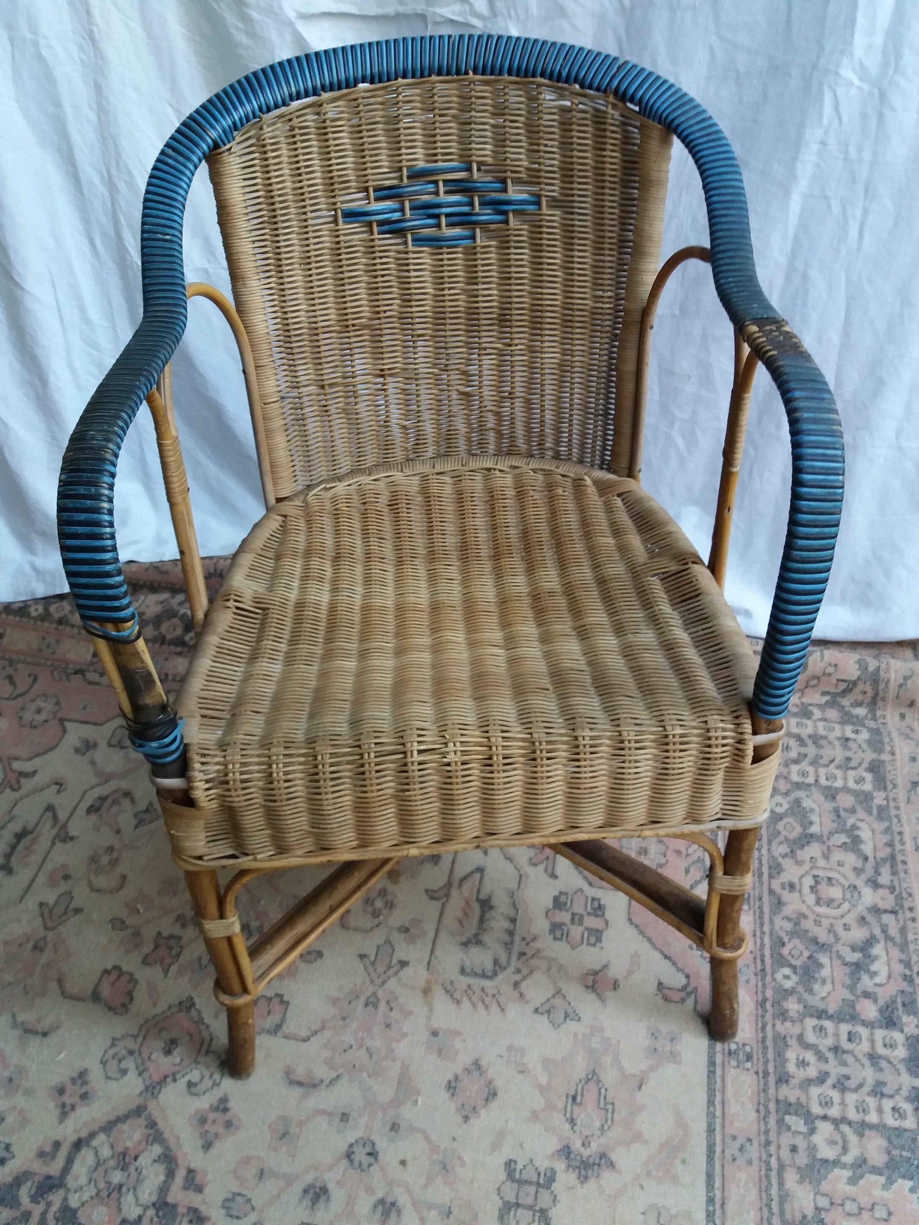 Vintage two tone rattan chair