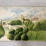 Watercolor seaside landscape recto/verso