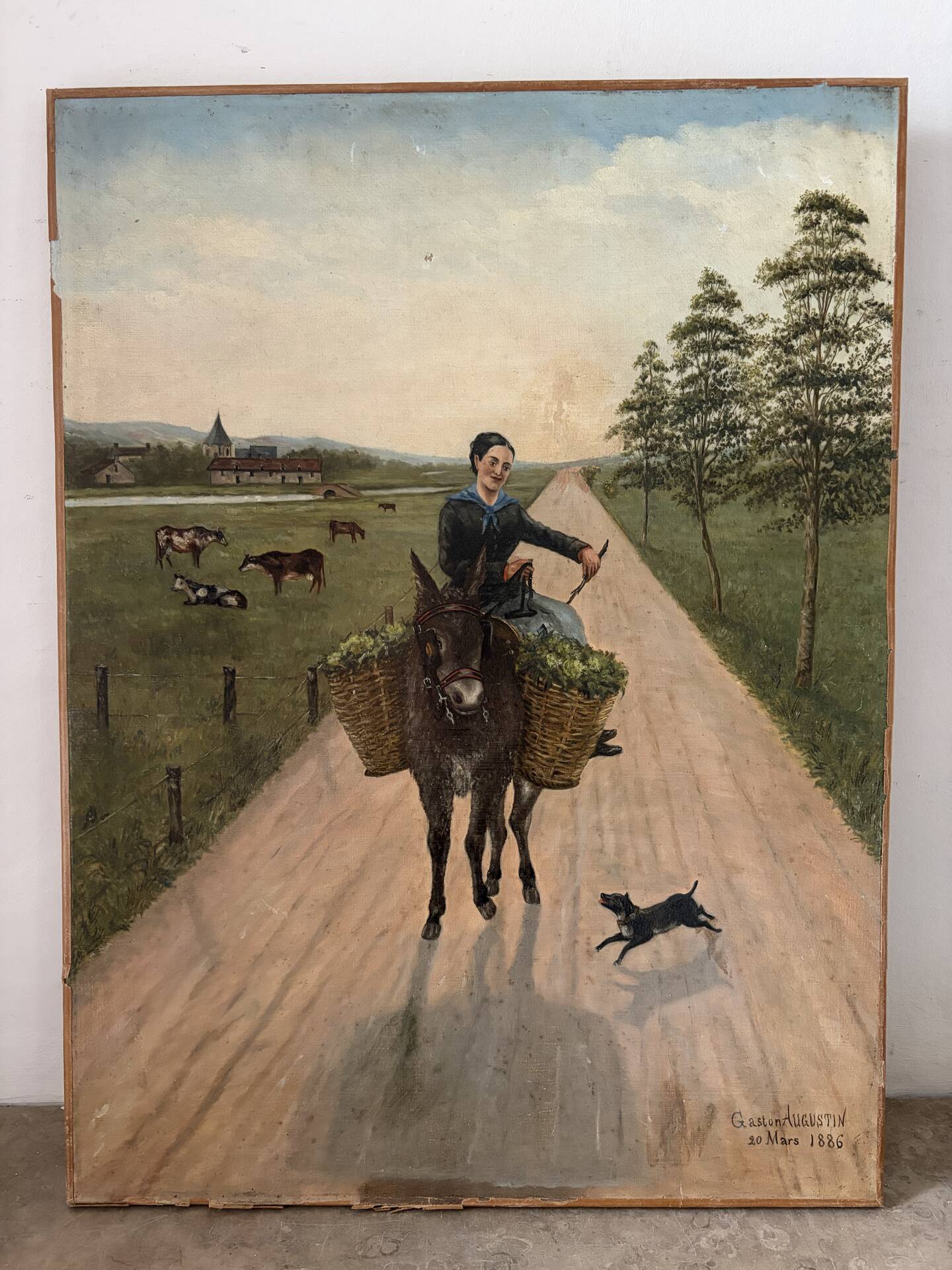 Woman with Donkey, oil on canvas signed 1886