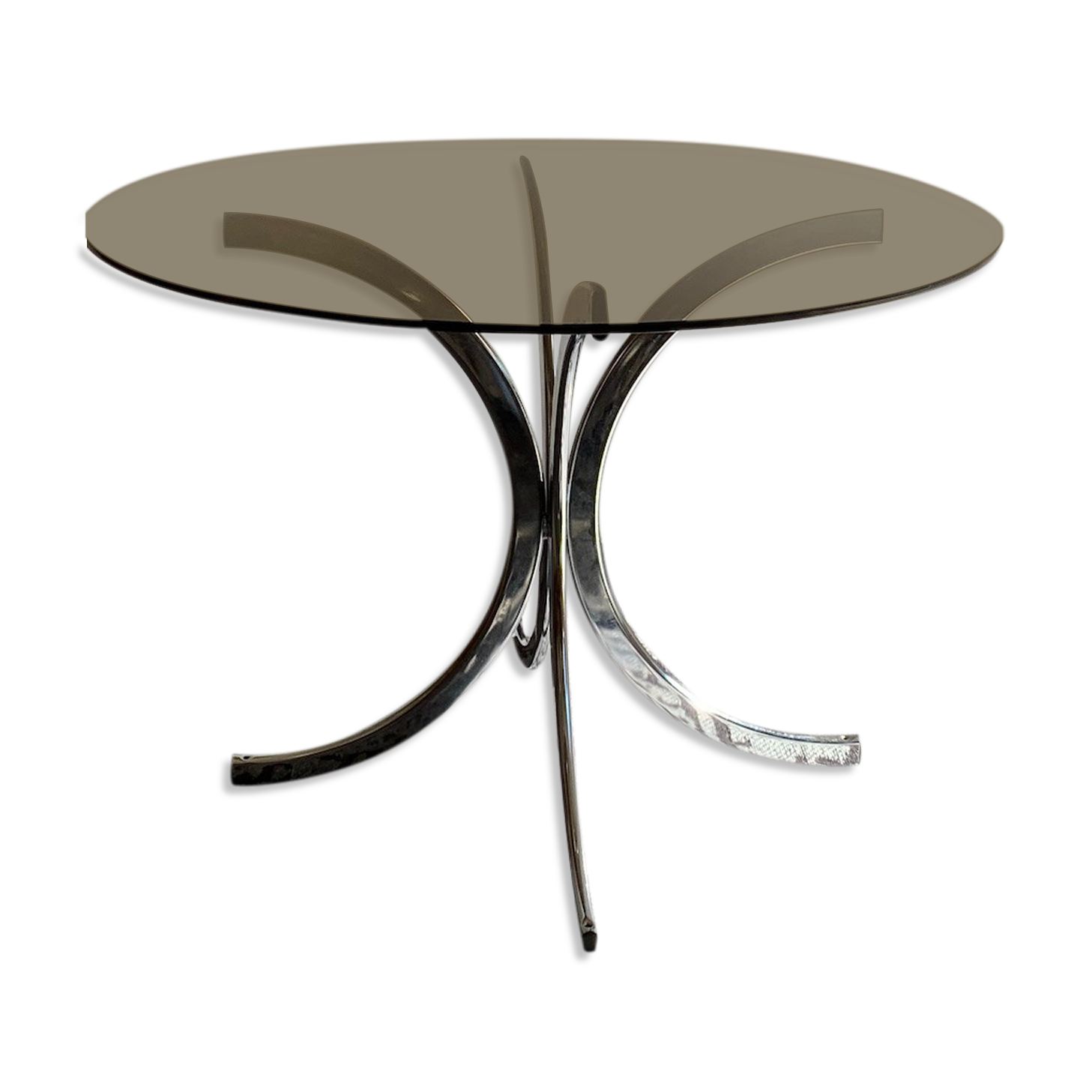 Round table in Italian smoked glass