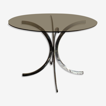 Round table in Italian smoked glass