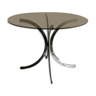 Round table in Italian smoked glass