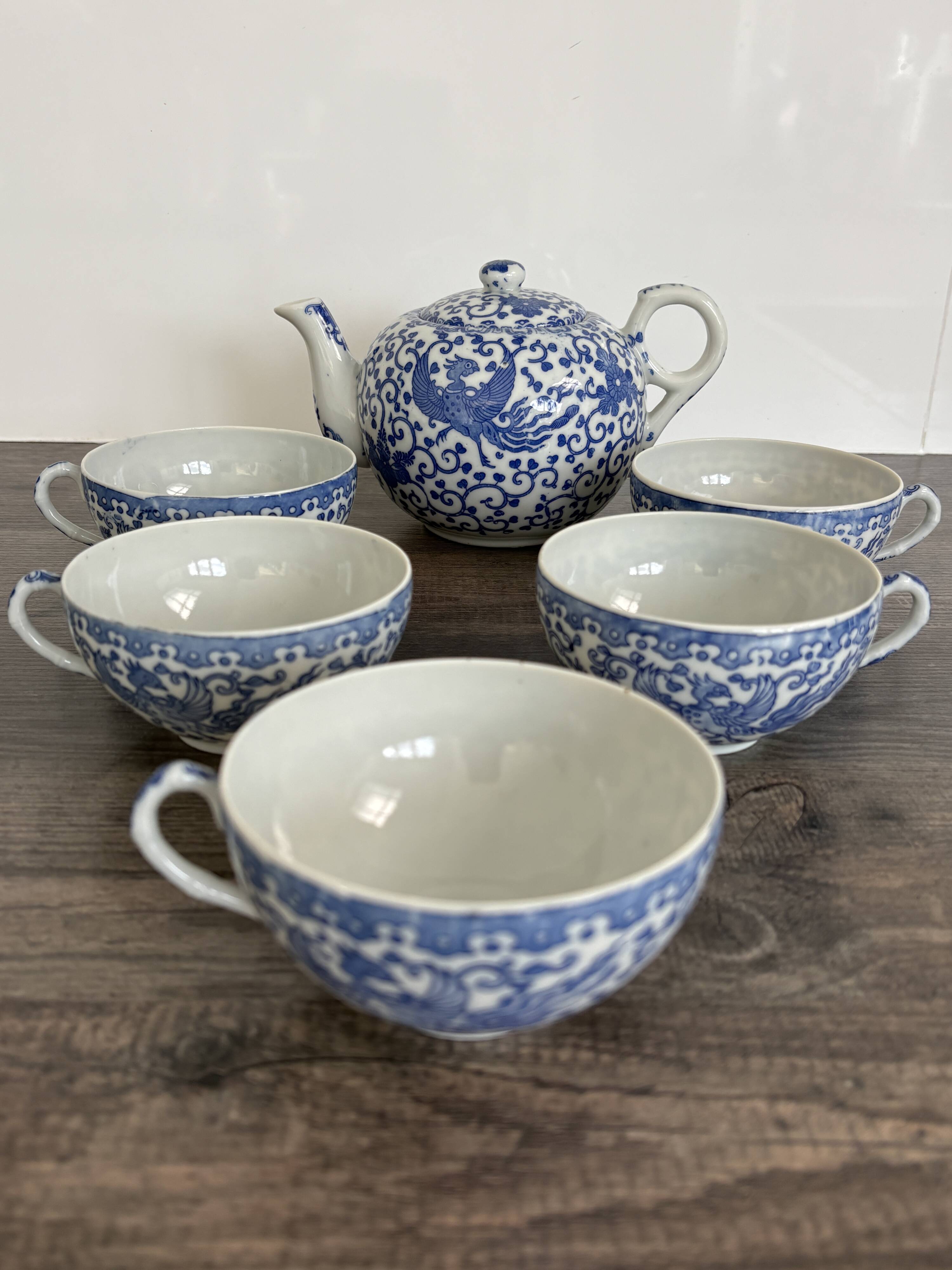 Ancient Japanese tea service Phoenix Decor – Early 20th century