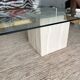 Artedi coffee table in travertine and glass 1970