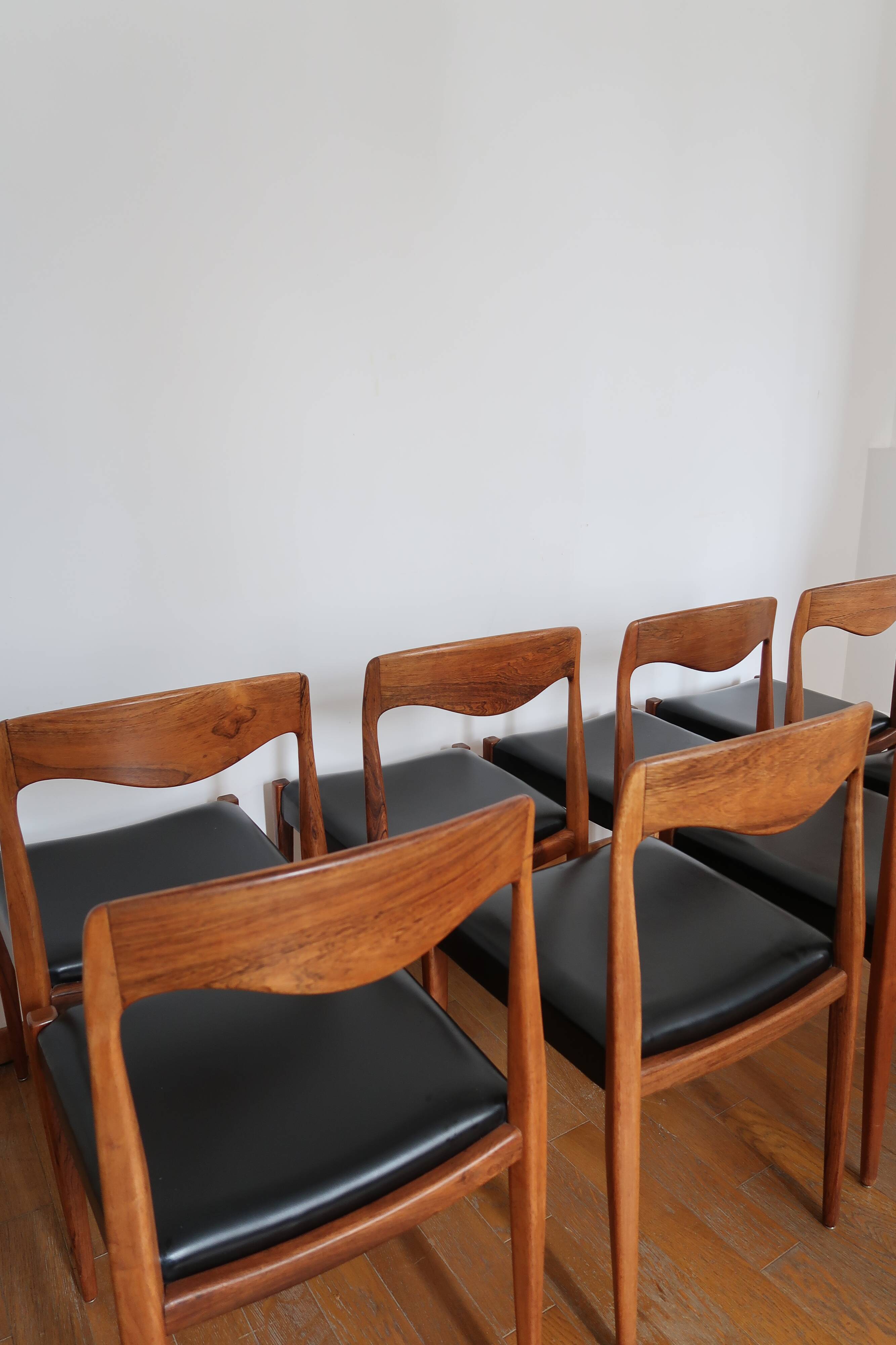 Lot de 8 chaises scandinaves palissandre skaï