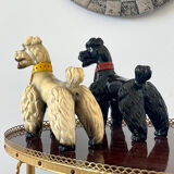 Pair of glazed ceramic poodles, 1960s