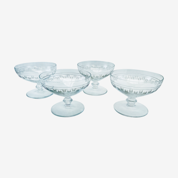 4 crystal champagne glasses